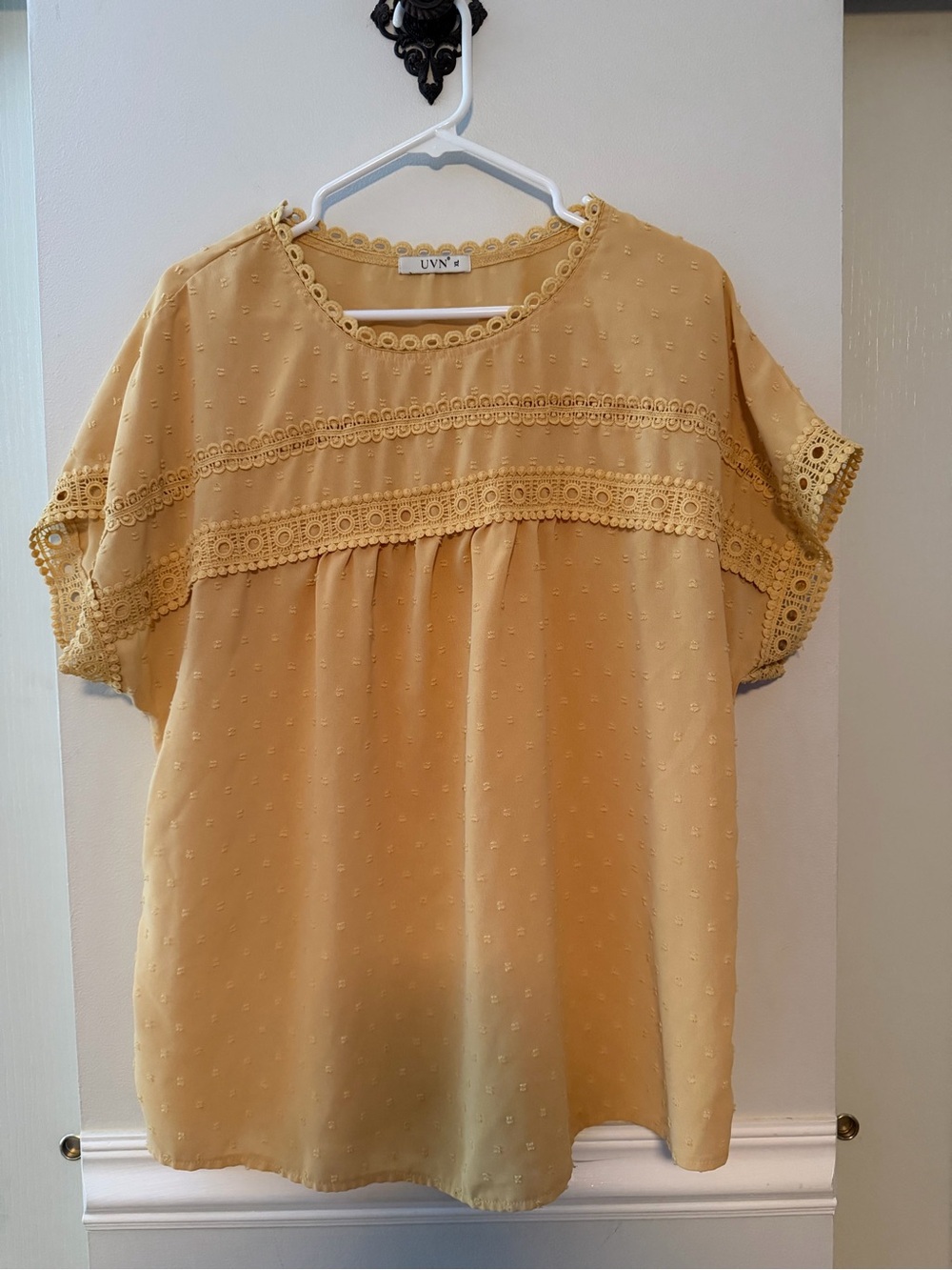 Lightweight Lace-Trim Short Sleeve Blouse